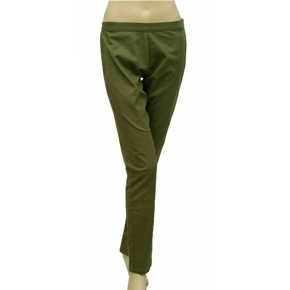Free People Solid Formal Pants Olive Green Cotton Skinny Leg Zipper XS 220919 - Picture 1 of 4